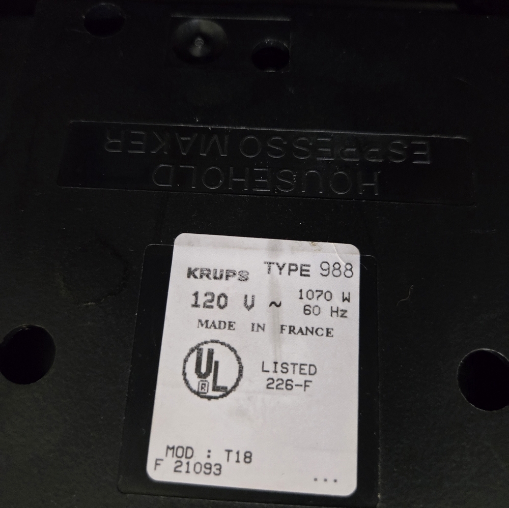 Krups Black Espresso Machine Model 988 - Picture 4 of 5